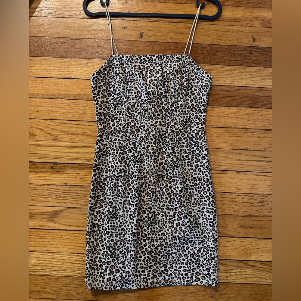 Kendall & Kylie Black and Cream Leopard Mini Dress